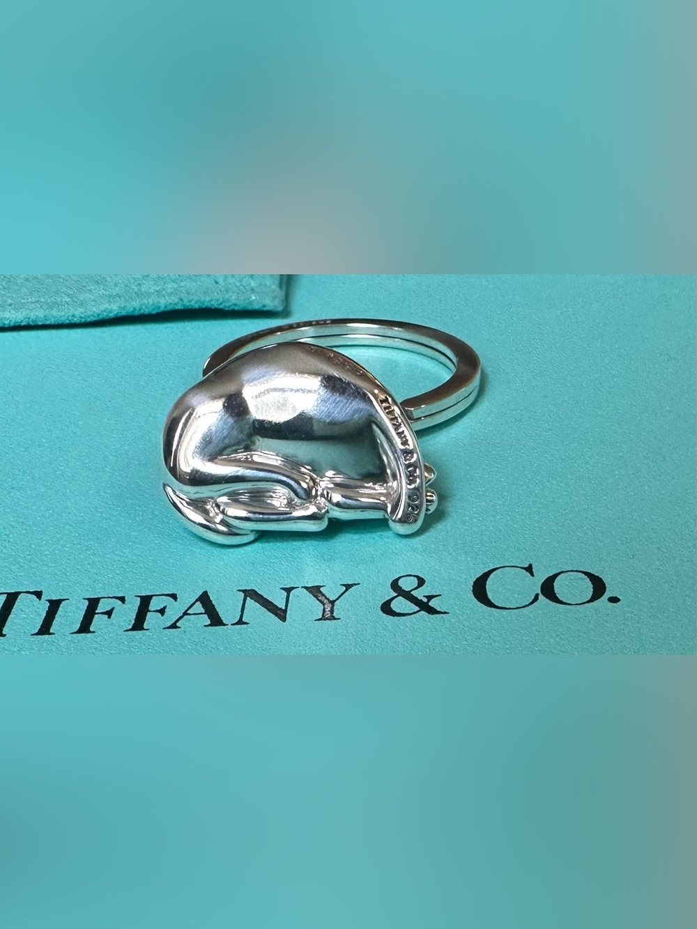 Tiffany & Co. Rare Sleeping Cat Key Ring 925 - Picture 4 of 7